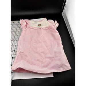 Vtg Pink Flannel And White Doll Night Gown Lace Rose 9.5" Snap Close Unbranded